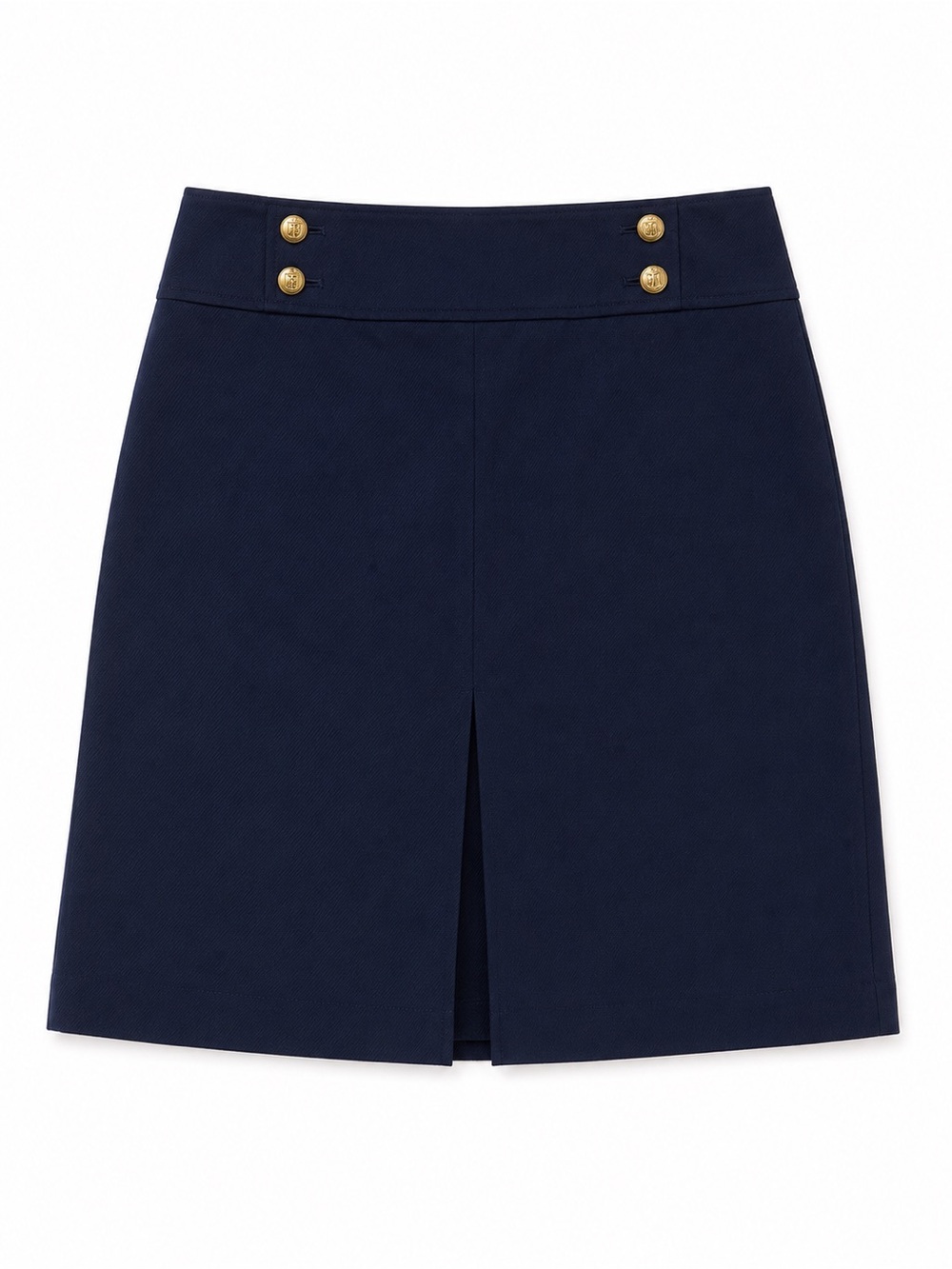 Talbots Navy Cotton Skirt Size 8 Gold Button Nautical Coastal Career 22”